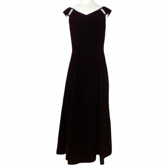 Vintage Scott McClintock Maroon Velvet Gown Size 8 - Picture 1 of 7